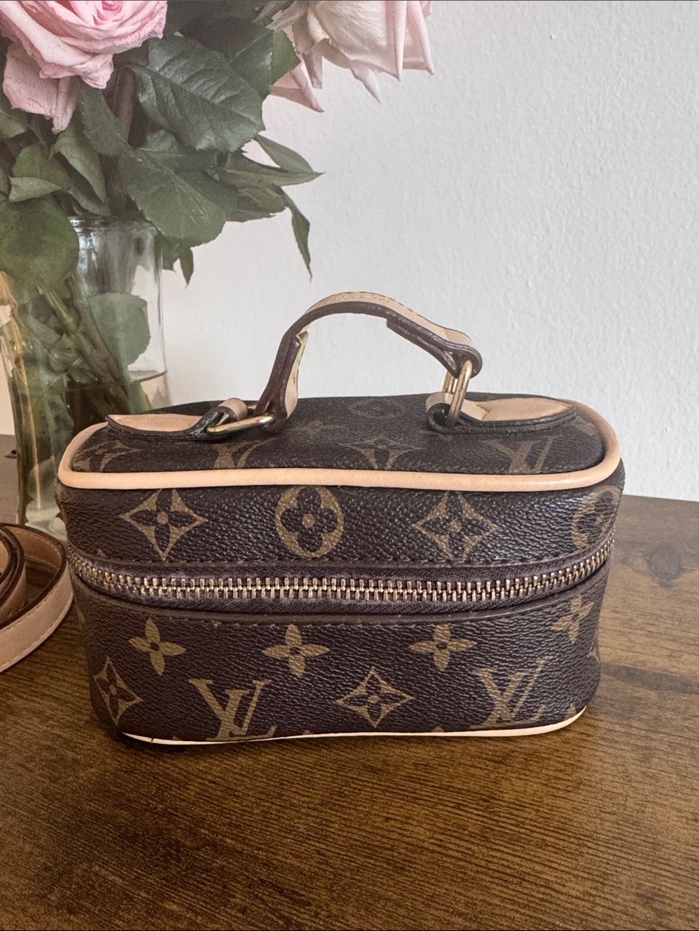 Designer Inspired logo Monogram vanity case bag